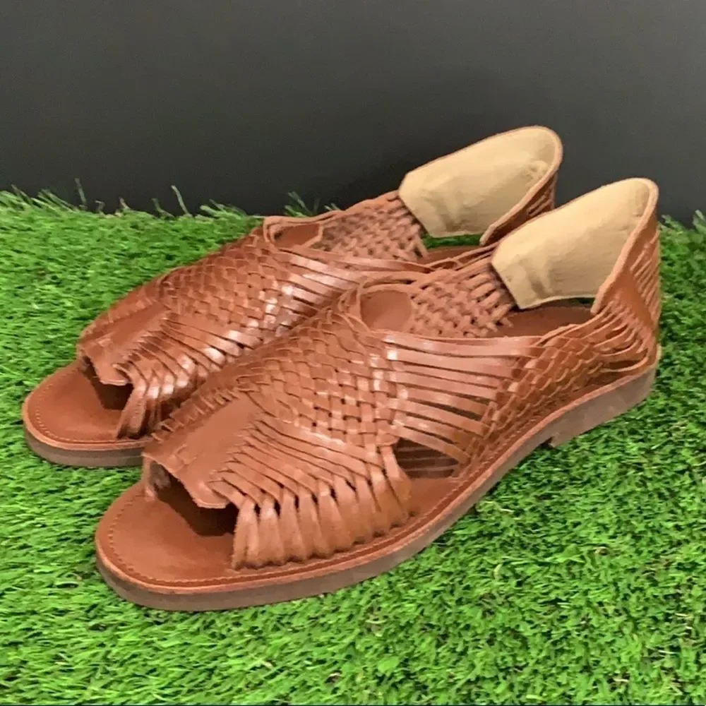 Chamula Open Toe GDL Huaraches Meg Brown NEW